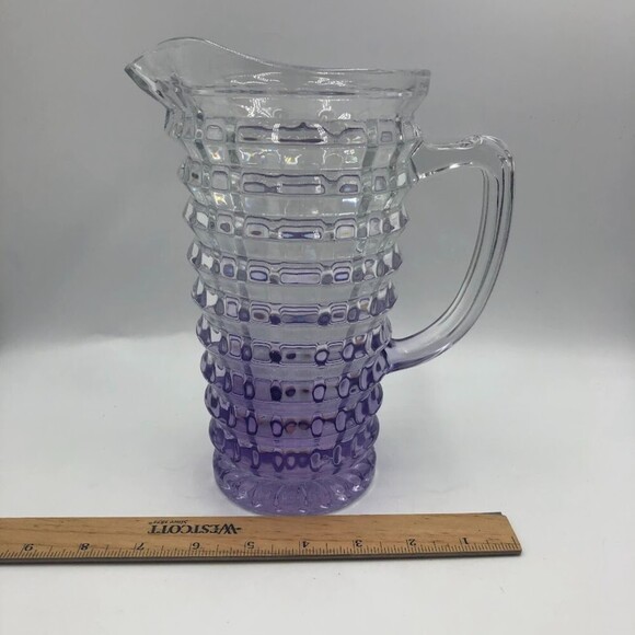 Purple and Clear Textured Glass Pitcher Ombre Unique - Picture 13 of 13